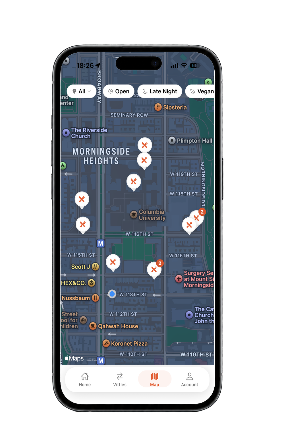 Vittles app — Campus Map