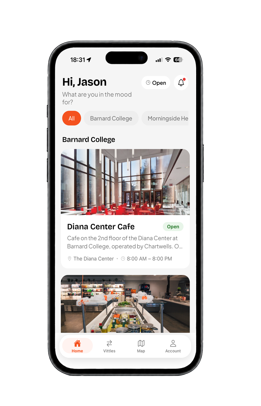Vittles app — Dining Halls