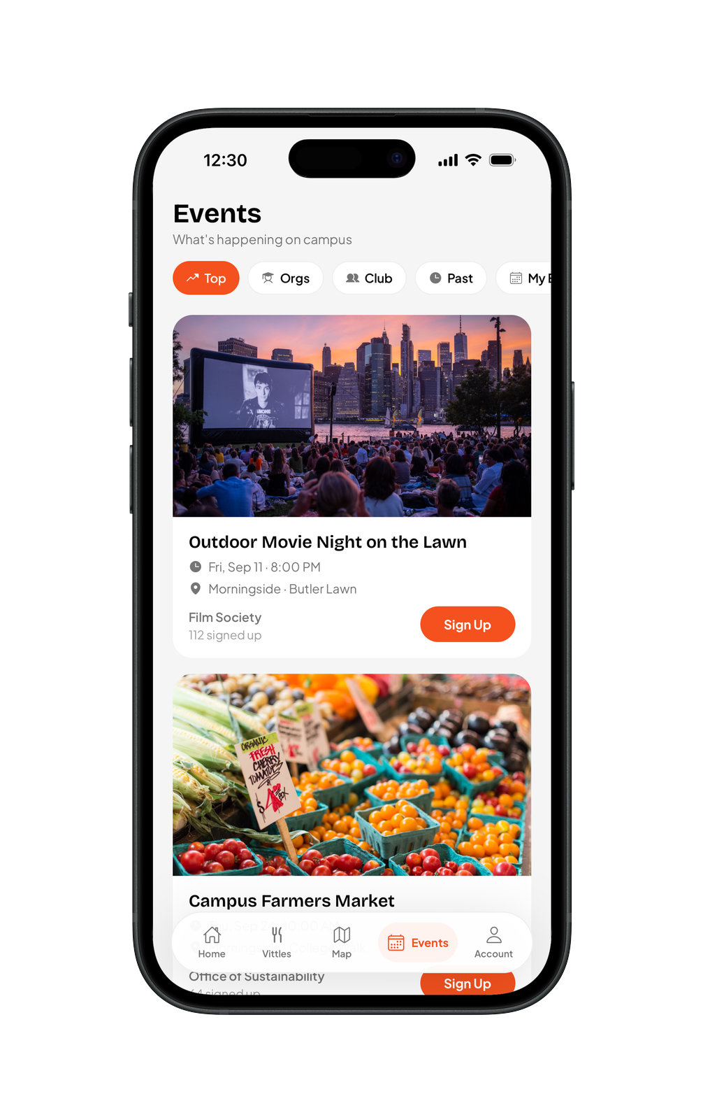Vittles app — Events